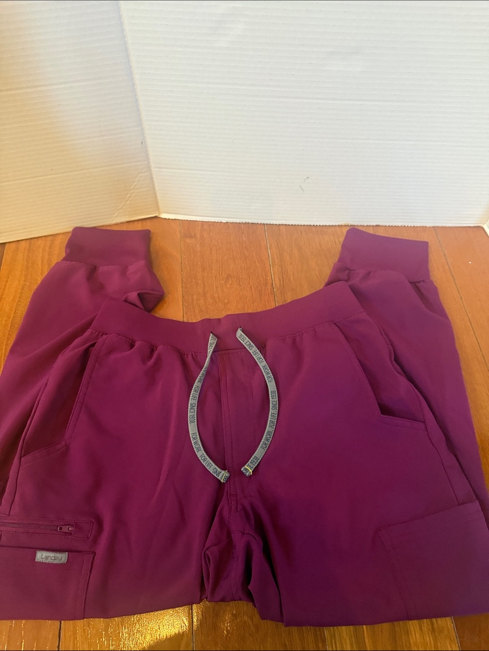 Landau ProFlex Men's Wine Burgundy Scrub Pants Size Small short Drawstring